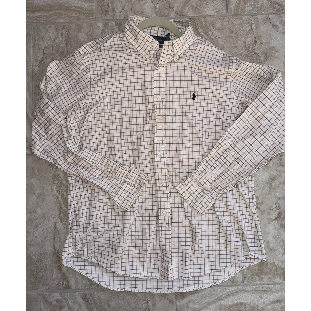 Ralph Lauren Custom Fit‎ Plaid Pinpoint Oxford Shirt Size XL